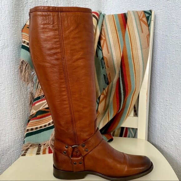 Frye Phillips Harness Tall Riding Boots Whiskey - Picture 2 of 11